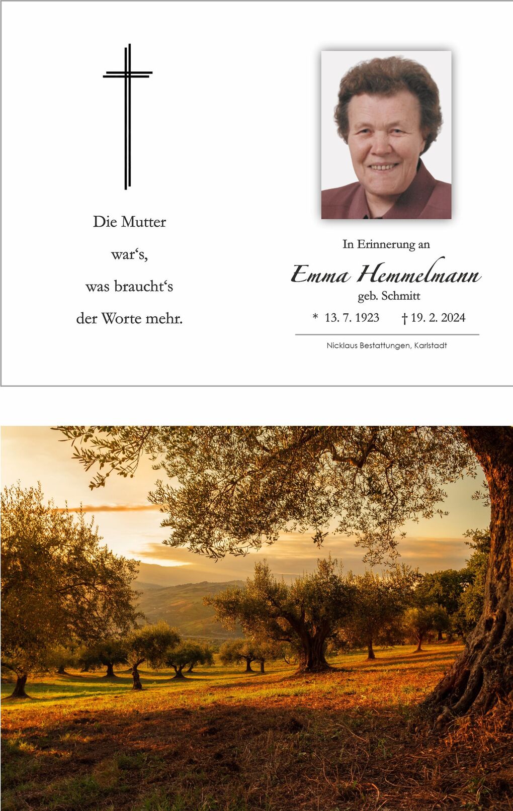 Landschaft mit Olivenb&auml;umen, sanften H&uuml;geln und warmem Sonnenlicht bei Sonnenuntergang.