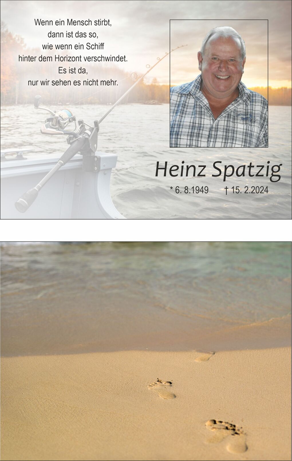 Sandstrand mit einzelnen Fu&szlig;abdr&uuml;cken, im Hintergrund sanfte Wellen des Wassers.