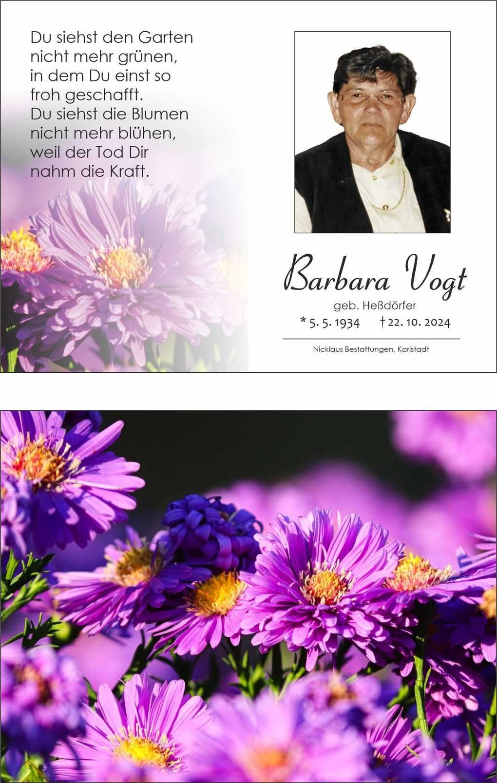 Lila Bl&uuml;ten mit gelben Bl&uuml;tenmitten vor unscharfem Hintergrund, umrahmt von gr&uuml;nen Bl&auml;ttern.