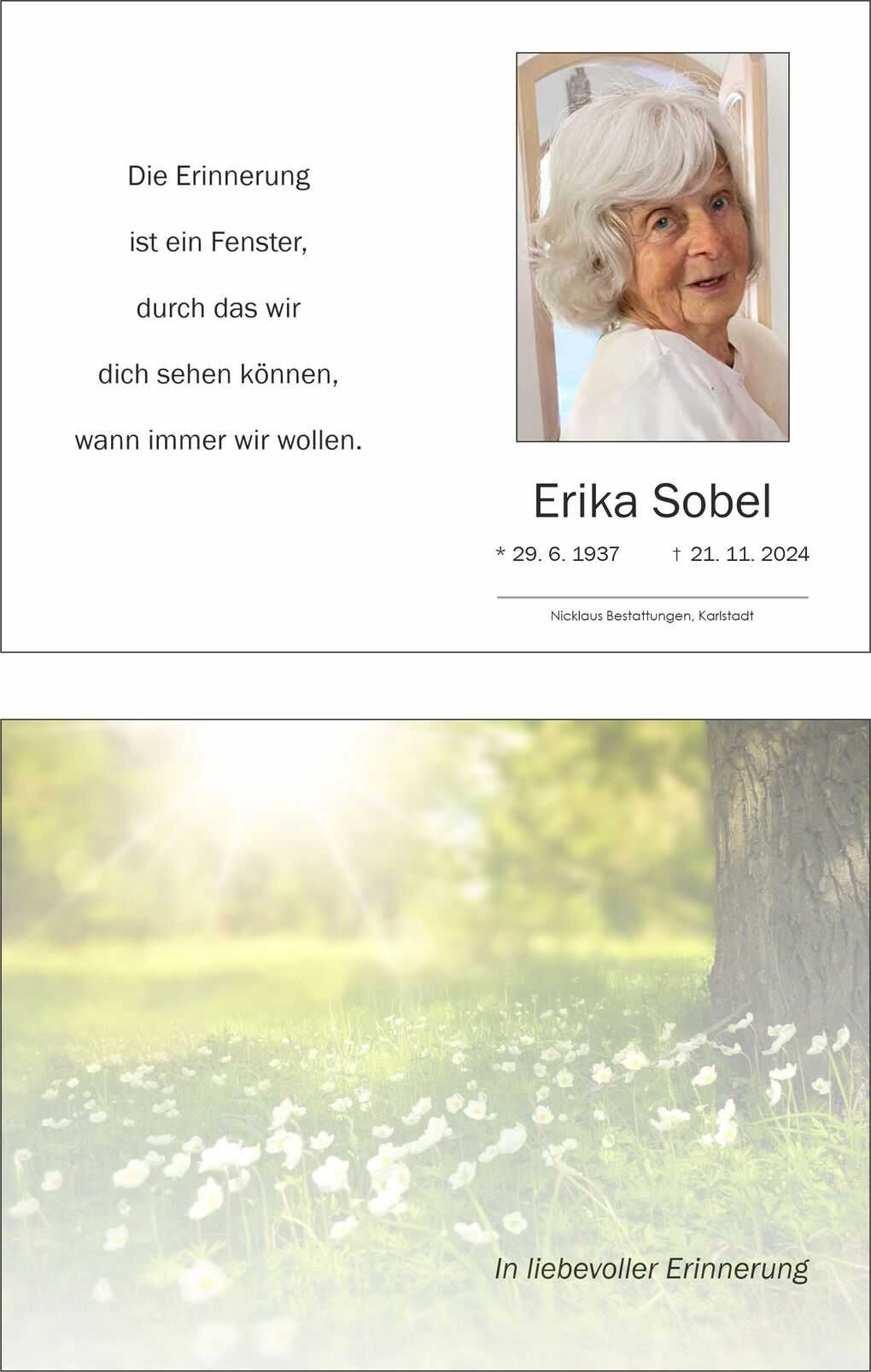 Portrait einer &auml;lteren Frau mit grauen Haaren in einem Leinenhemd, umgeben von einem eleganten Rahmen.