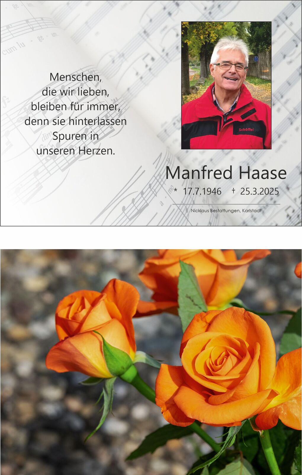 Farbenfrohe orangefarbene Rosen auf einem unscharfen Hintergrund, detailreiche Bl&uuml;ten und Geschehen der Bl&auml;tter sichtbar.