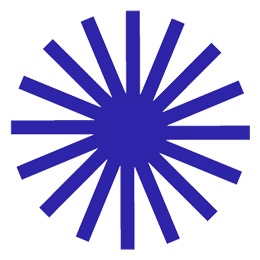 Dunkelblaue, strahlenförmige Grafik mit 16 gleichmäßigen Strahlen, die von einem zentralen Punkt ausgehen.