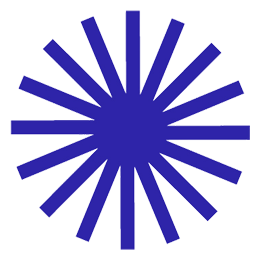 Dunkelblaue, strahlenförmige Grafik mit 16 gleichmäßigen Strahlen, die von einem zentralen Punkt ausgehen.